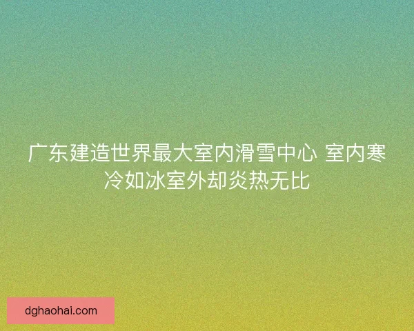 广东建造世界最大室内滑雪中心 室内寒冷如冰室外却炎热无比